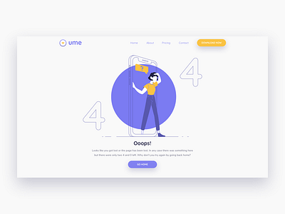 404 Page - Ume 404 404 page challenge dailyui dailyuichallenge design error landing page sketch ui ux