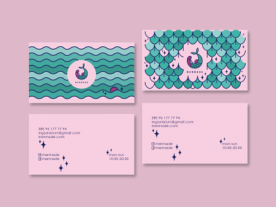 Business card - MERMADE branding design illustration lettering print print and pattern typography vector