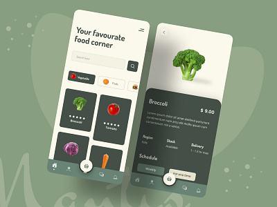 Veg App Design android food food app food delivery fruit ios app minimal design organic food typography uiux vegetable