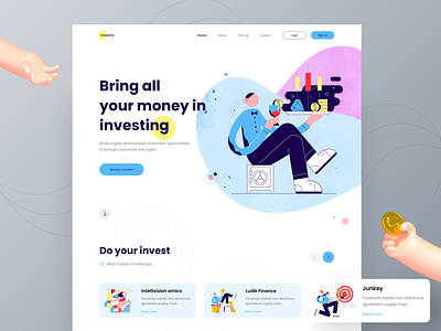 "Investa" a Web UI Exploration e commerce template event booking finance food delivery app freebie illustration investment landing page design logo minimal design mobile banking money transfer online course to do list travel typography uiux vector web design workout tracker