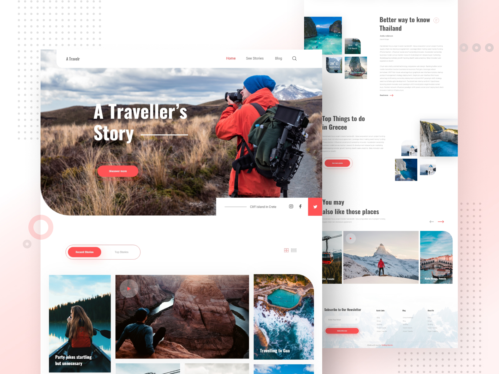 travel blog landing page