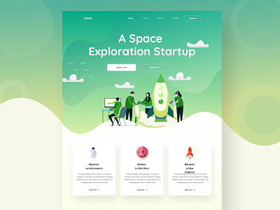 Scistar Landing Page Concept 2019 design trend creative landing page design design home web design illustration landing page design modern popular shot space web landing page typography ui uiux ux web design