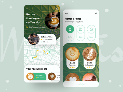 "Coffee Shop" App android app app design cafe cake coffee coffee bean coffee beans coffeeshop drinks ice cream ios mobile app pasty shop shop shopping shopping cart sip typography ui uiux