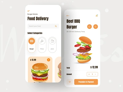 Food Delivery App android app burger shop food and drink food app food delivery food delivery app food delivery service food design food illustration illustraion ios minimal design minimalist mobile app mobile ui pizza shop snackbar typography ui ux