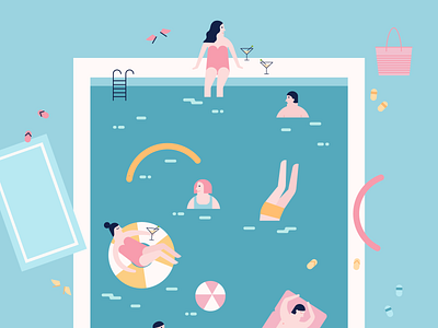 Poooool - 2 flat illustration geometric art geometric illustration geometry graphic design illustration pattern pattern design print design summertime swimming pool vector