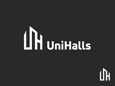 UniHalls branding building h hall icon illustrator institute logo rich serious un university white