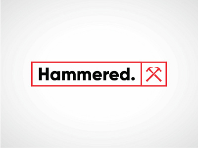 Hammered. branding building dot hammer hammered instruments logo red red and black serious sharp strong tools