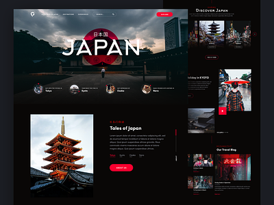 Japan Travel landing page asia black culture dark inspiration japan japanese culture landing landing page modern red travel ui web