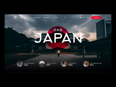Japan Travel main screen animation animation black dark design glitch inspiration japan landing page photoshop premiere travel video