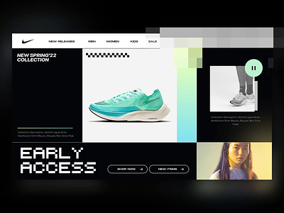 Experimental Nike redesign concept ⚡ after effects aftereffects animation dark design ecommerce inspiration landing motion nike pixels retro sport ui web