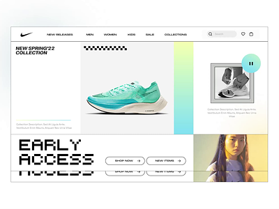 Experimental Nike redesign v.2 ⚡ aftereffects animation dark ecommerce glitch gradient inspiration landing light motion nike pixel sneakers sport typography ui web