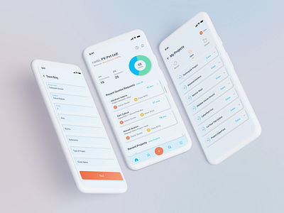 Project Management App clean color design fields forms minimal neomorphism simple ui ux