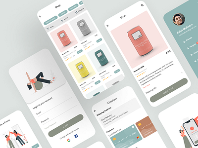 Ecommerce App clean color design e commerce ecommerce ecommerce app ecommerce mobile health supplements illustration minimal mobile ecommerce mobile shopping pastel pastel color pastel palette phone shopping shopping organic simple ui ux