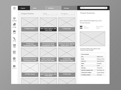 Construction Project Wireframe clean color design gallery gray infrastructure minimal photo album powerpoint powerpoint design project project management simple ui user experience ux wireframe wireframe design wireframe wednesday wireframes