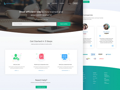 Company Landing Page blue branding clean company courses design gradient green interface jobs landing page logo recruitment portal search profile training ui ui ux ux web design website