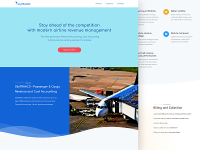 Product Page accountingsolution airline blue branding clean color concept dailyui design icon interface landing page logo minimal photoshop simple typography ui ux web