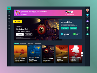 Game Dashboard art clean color concept dailyui dashbaord design game game dashboard hints icon illustrator interface minimal photoshop simple typography ui ux web