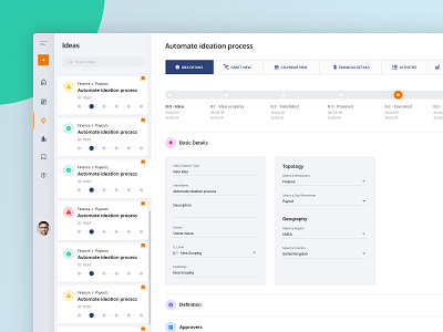 Idea Process Page blue clean dashbaord design icon illustration project management simple typography ui ux web web design website