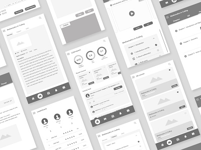 Educative App Wireframe clean concept design education education app grey grey scale icon kids kids app low fidelity minimal mobile prototyping responsive simple ui ux wireframe wireframe design