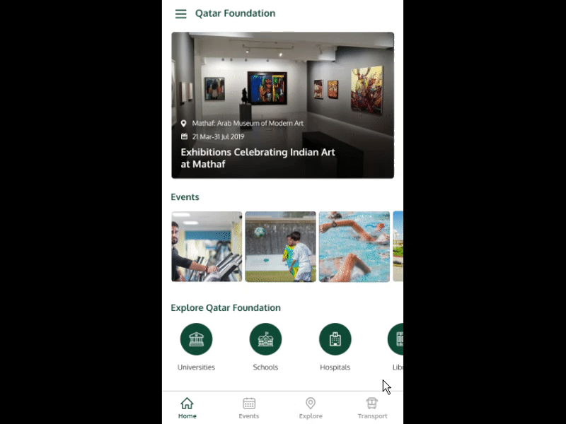 Event and Facilities concept app design