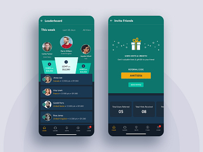 Game App Design clean color dailyui design game game design invite friends ios leaderboard minimal mobile mobile app mobile app design mockup photoshop score scoreboard simple ui ux