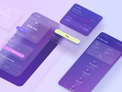 Staking Everdome - mobile screens 3d bitcoin blockchain cards crypto cryptocurrency dashboard finance glass gradient leaderboar mobile purple ranking slider staking trading ui wallet web3
