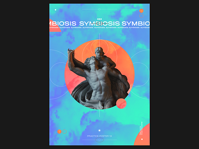 SYMBIOSIS gradient myth mythology poster statue vaporwave