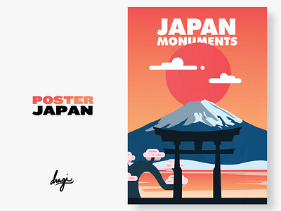 Japan Monuments 2d flat fuji illustrator japan japanese