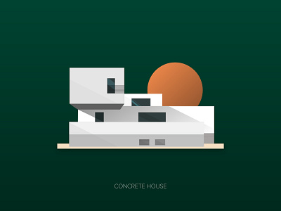 Concrete house illustration clean design flat illustration minimal vector web