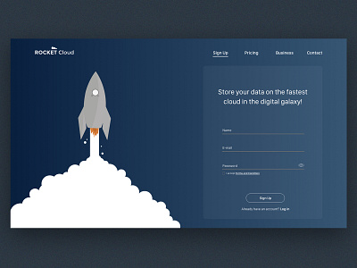 Rocket Cloud app branding design flat illustration minimal ui ux vector web website