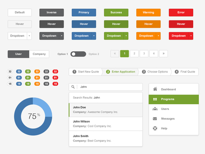 Flat UI Style Guide buttons dropdown flat icons minimal pagination style guide toggle ui user interface wizard