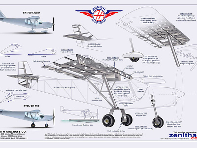 Zenithair 750 Comparison aviation cutaway technical illustration technical illustrator vector art
