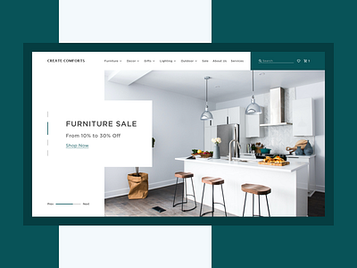 Create Comforts Main Page decor design ecommerce furniture interior main page shop slider website