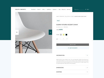 Create Comforts. Product Page discount ecommerce furniture interior product product page sale shop store website