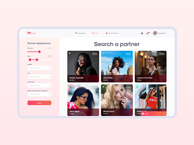 Dating Website | Search a Partner dating dating service dating website filter profile search uidesign user web design website