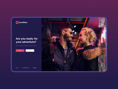 Love Chat | Dating Website | Home Page application chat couple dark dating design gradient home page login love mainpage register ui ux design web design website