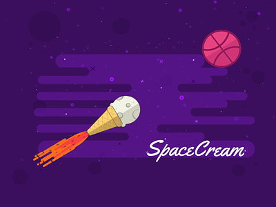 Space Cream ice cream moon purple rocket space stars world