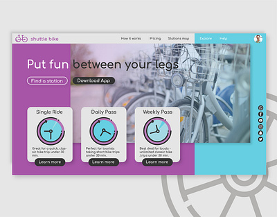 Shuttle Bike (bike sharing system) design flat ui ux web