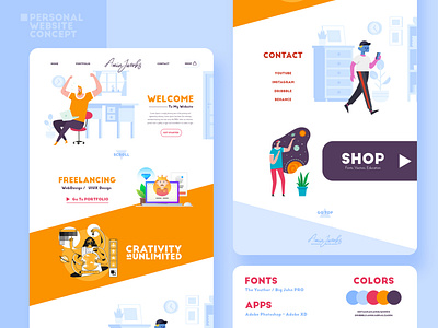 Personal Website Concept adobe xd app clean design flat icon illustration minimal personal photoshop portfolio type ui uiux ux web webdesign website design