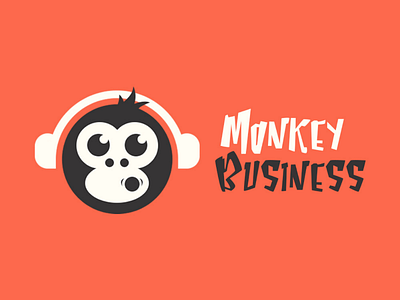 Monkey Business creative design flat logo fun graphic design headphones logo logo design minimalist monkey music