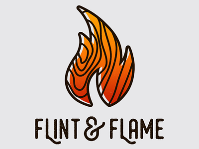 Flint & Flame designer fire flame flat logo graphic design logo logo design minimalist rustic wood