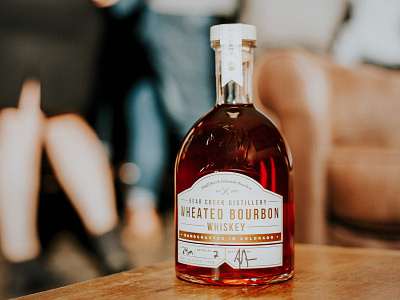 Bear Creek Distillery Wheated Bourbon - Package Design bear creek distillery bottle design bourbon branding design foil stamping hannah purmort label design package design print design small batch typography whiskey whiskey label