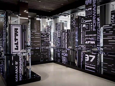 Nike Soho - Air Max 97 Retail Experience am97 blade runner custom typography environment experiential experiential design future forward kinetic type motion graphics nike nike air max nyc retail retail design typograpgy