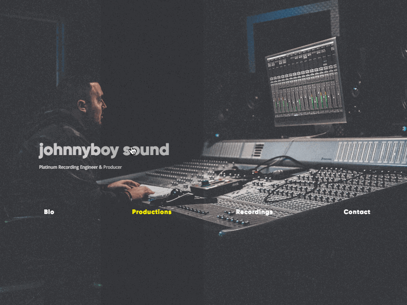 Producer Portfolio design hover layout music portfolio producer ui ux