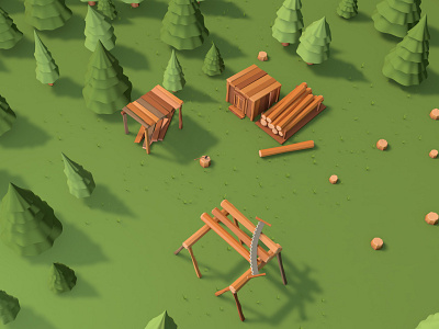 Lowpoly lumber-camp 3d 3dmodel cinema4d design forest3d lowpoly lumber modeling render
