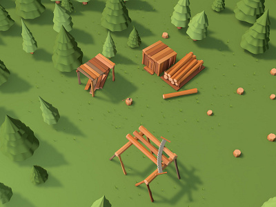 Lowpoly lumber-camp