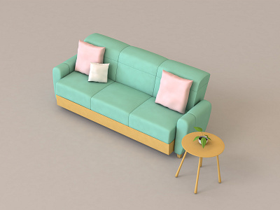 How to create lowpoly 3D sofa and table with plantpot 3d 3dmodel cinema4d design graphic design modeling render