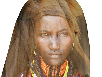 Double Exposure Portrait of an African Tribal Woman africa african woman lion tribal