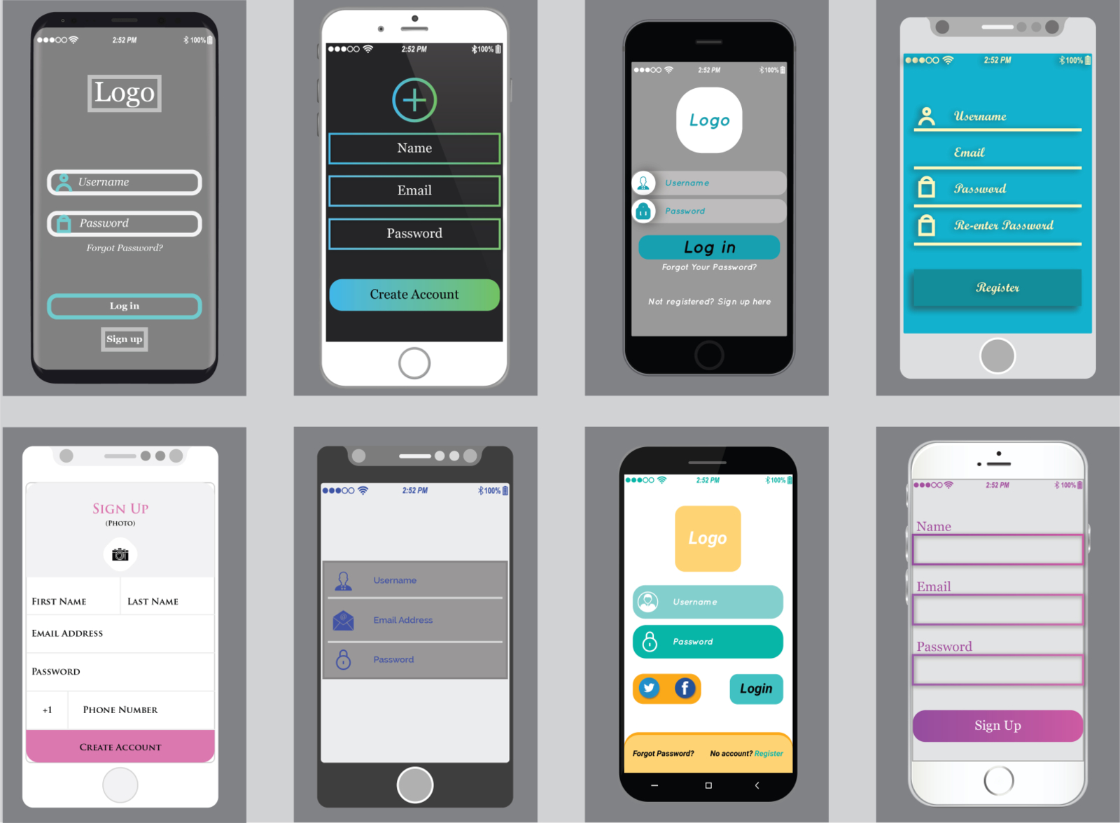 Mobile App Login Screen Wireframes UI Design by Sheeba Dhillon on Dribbble