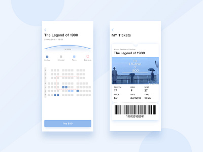 Movie ticket reservation app design ui